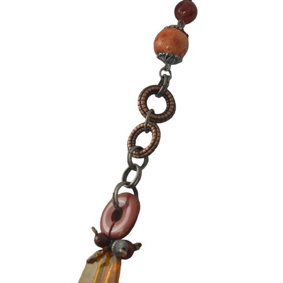 Chicos Necklace Mixed Media Beads Multicolor 40 in Brown Copper Silver Orange - Picture 2 of 12